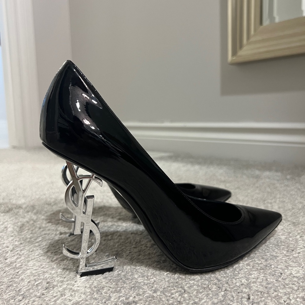 YSL Saint Laurent Black Silver Opyum Heels